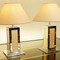Pair Of Rattan And Chrome Lamps 70