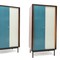 Pair of rare lacquered blue and white wardrobes