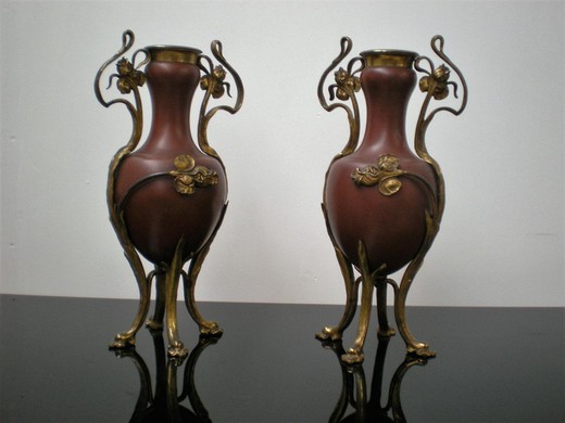 антикварные парные вазы в стиле ар-нуво, 19 век
