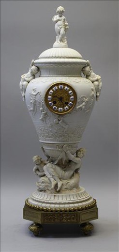 антикварные настольные часы из керамики, 19 век