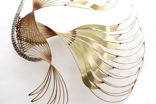 старинная латунная скульптура феникс, конец 20 века