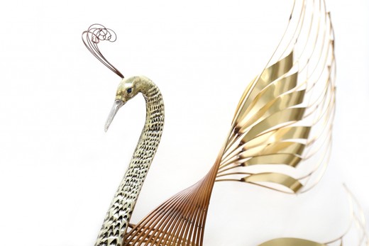 антикварная латунная скульптура феникс, конец 20 века