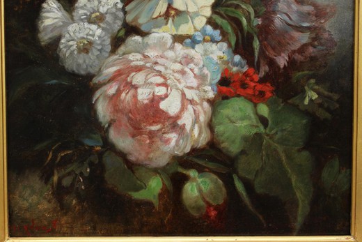 антикварный натюрморт букет цветов, начало 20 века