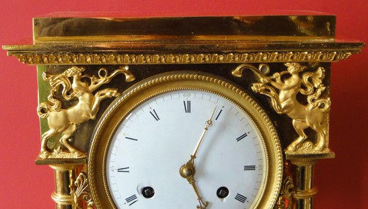 винтажные часы-портик из золоченой бронзы, 19 век