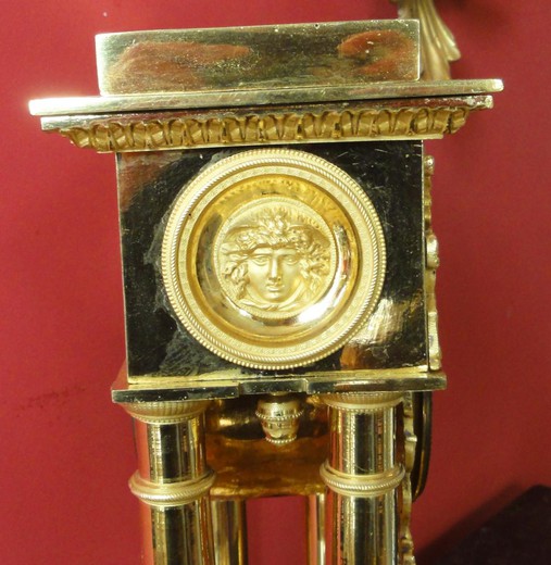 антикварные бронзовые часы портик, 19 век