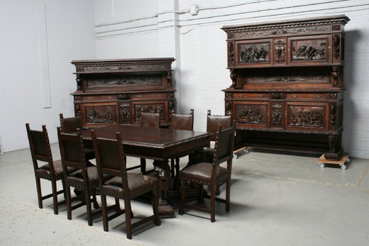 антикварная мебель - столовая ренессанс из ореха, конец 19 века