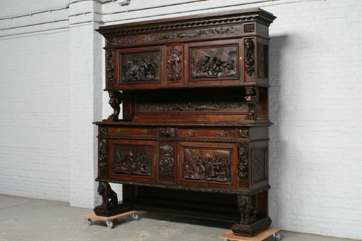 старинная мебель - столовая ренессанс из ореха, конец 19 века