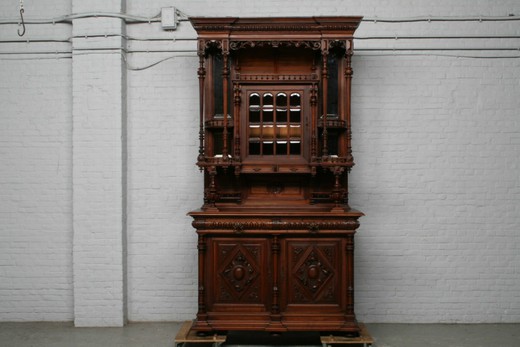 старинный столовый гарнитур в стиле ренессанс из ореха, 19 век