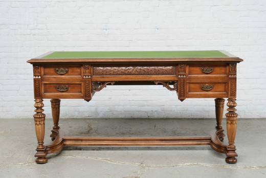 антикварный стол бюро в стиле ренессанс, орех, 19 век