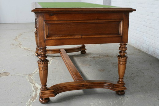 антикварный стол-бюро из ореха и бронзы ренессанс, 19 век