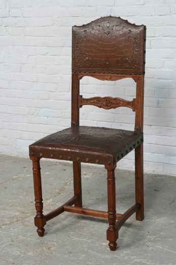 винтажный стол и стулья в стиле ренессанс, 19 век, орех