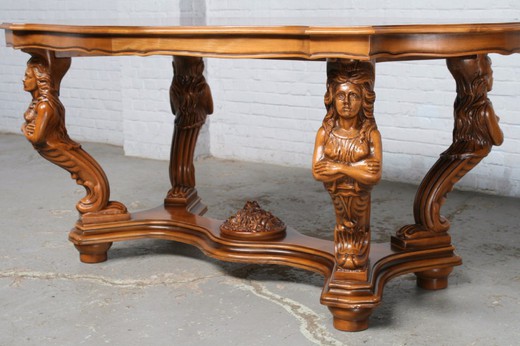 антикварный стол рококо из ореха