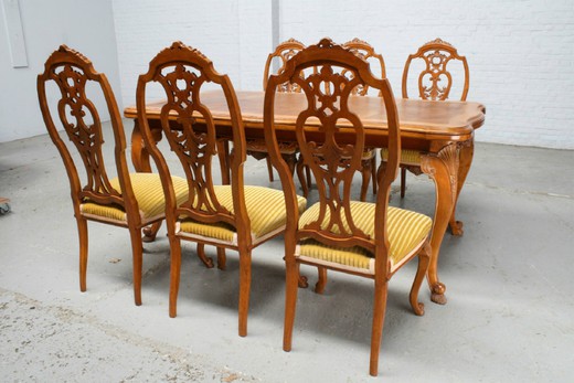 антикварный столовый гарнитур в стиле рококо из ореха, 20 век