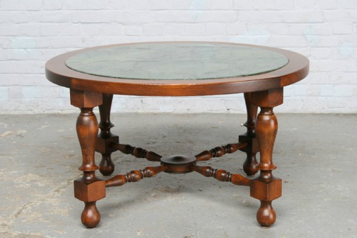 антикварная мебель - кофейный столик из дерева и мрамора, 20 век