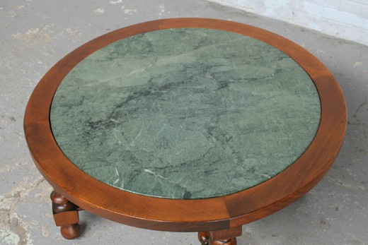 винтажная мебель - кофейный столик из дерева и мрамора, 20 век