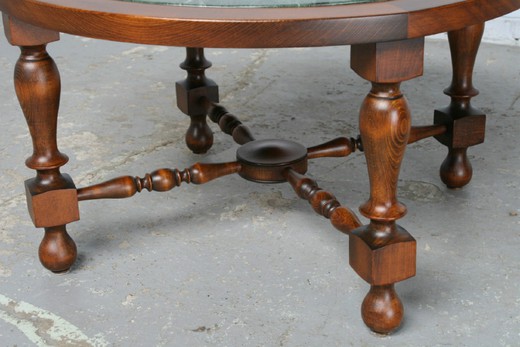 антикварный кофейный столик из мрамора и дерева, середина 20 века