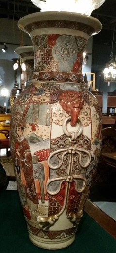антикварные парные вазы из фарфора япония 19 век