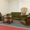 Set of 1 sofa, 2 armchairs and 1 coffee table, walnut burl