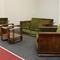 Set of 1 sofa, 2 armchairs and 1 coffee table, walnut burl