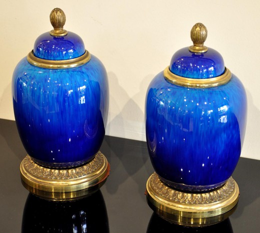 старинные парные вазы из фарфора и бронзы, 20 век