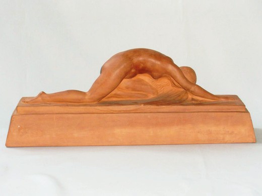антикварная скульптура женщины из терракота, пьер фаге, 20 век