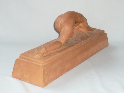 винтажная скульптура женщины из терракота, пьер фаге, 20 век