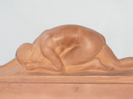 старинная терракотовая скульптура пьера фаге в стиле ар деко, 20 век