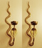 Antique pair brass wall sconces