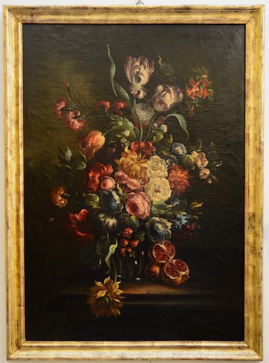антикварная картина маслом цветы, 19 век