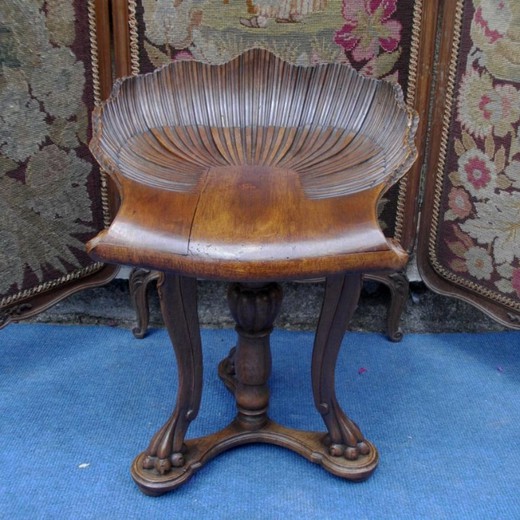 антикварный стул для фортепиано из ореха, 19 век