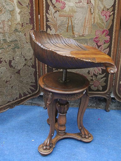 антикварная мебель - стул из ореха для пианино, 19 век