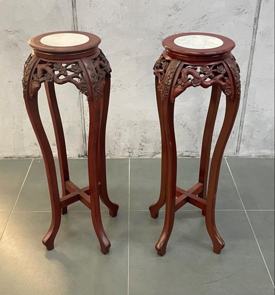 Antique Pair of Pedestal Consoles