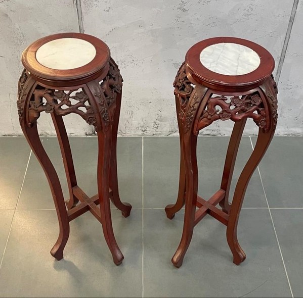 Antique Pair of Pedestal Consoles