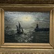 Антикварная картина «Парусники и маяк»