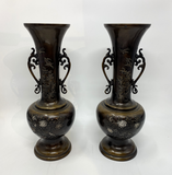 Antique paired vases "Flowers and birds"