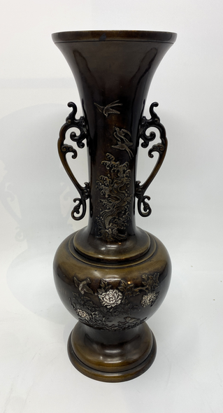 Antique paired vases "Flowers and birds"