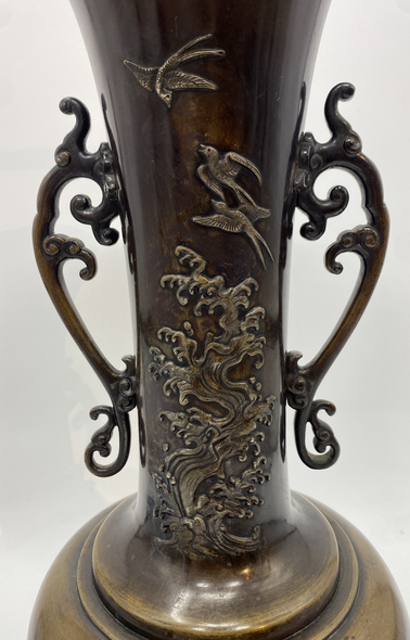 Antique paired vases "Flowers and birds"