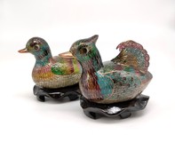 Antique paired sculpture "Mandarin Ducks"