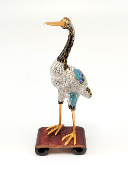 Vintage cloisonné "Heron" figurine