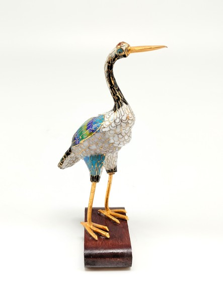 Vintage cloisonné "Heron" figurine