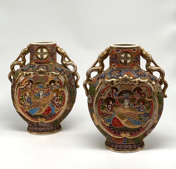 Antique paired Bodhisattva Vases