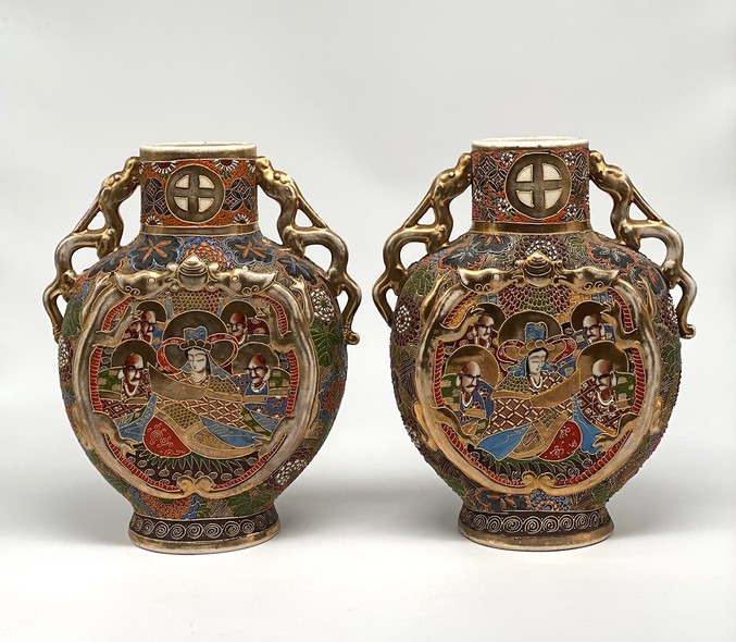 Antique paired Bodhisattva Vases