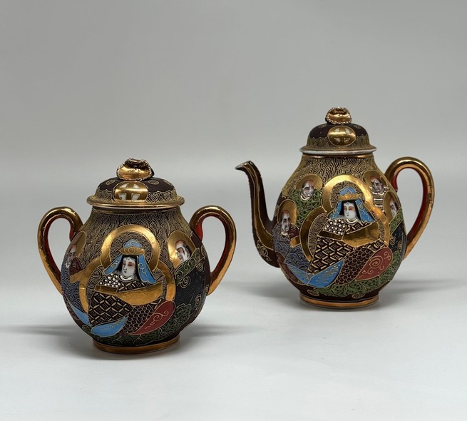 Antique teapot and sugar bowl