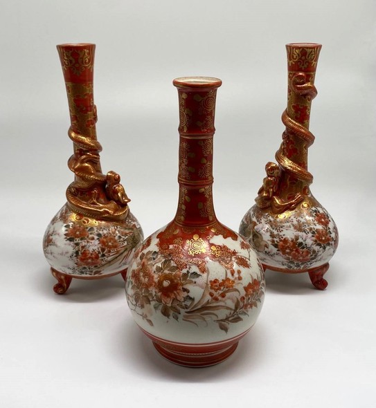 Antique set of three small vases