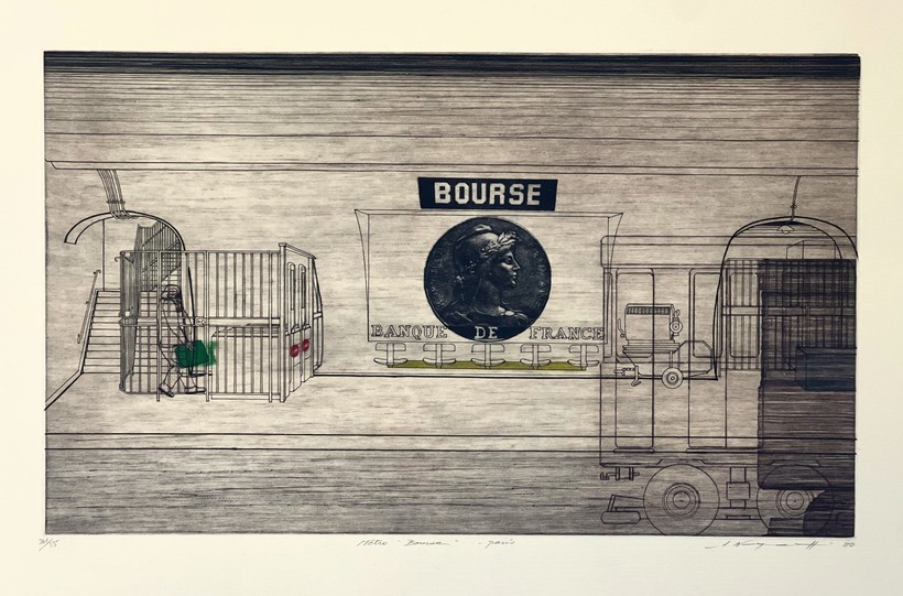 Винтажная гравюра «Bourse»