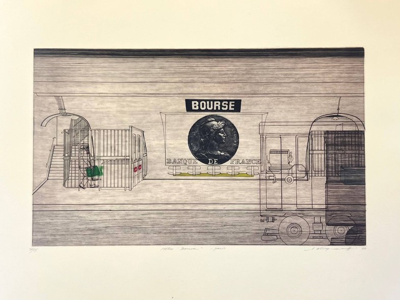 Винтажная гравюра «Bourse»