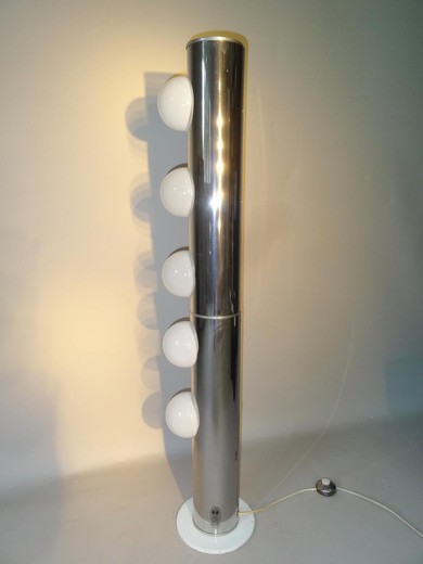 старинный напольный светильник из металла с хромом, 20 век
