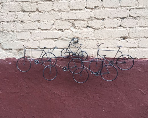 антикварное панно на стену из стали велосипеды, 20 век