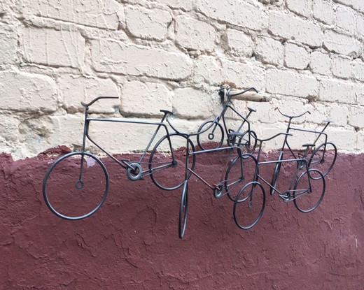 старинное панно на стену из стали велосипеды, 20 век
