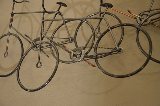 старинное настенное панно велопробег, 20 век